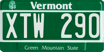 VT license plate XTW290