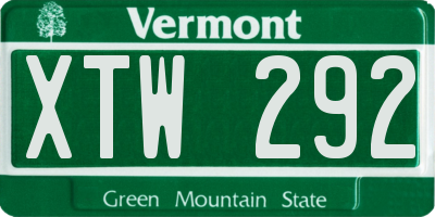 VT license plate XTW292
