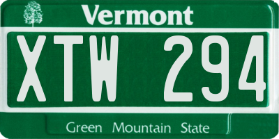 VT license plate XTW294