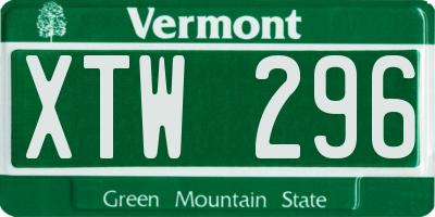 VT license plate XTW296