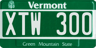 VT license plate XTW300