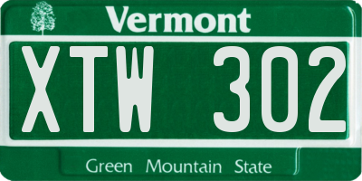 VT license plate XTW302