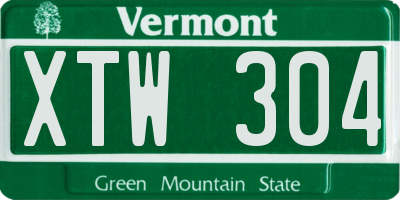VT license plate XTW304