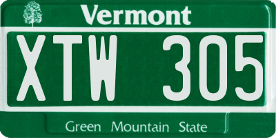 VT license plate XTW305