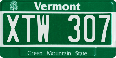 VT license plate XTW307