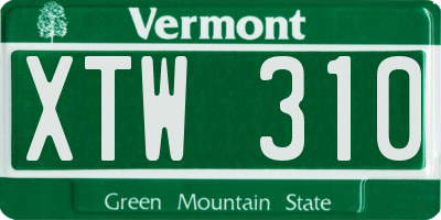 VT license plate XTW310
