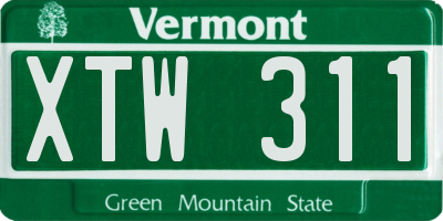 VT license plate XTW311