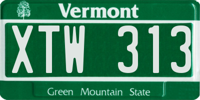 VT license plate XTW313