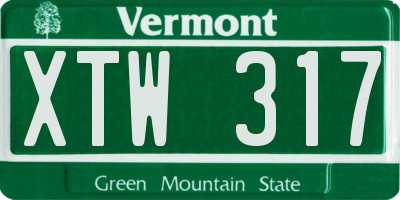 VT license plate XTW317