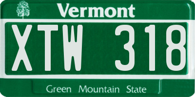 VT license plate XTW318