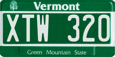 VT license plate XTW320