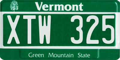 VT license plate XTW325