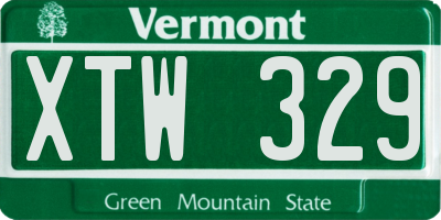 VT license plate XTW329