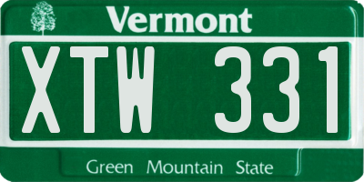VT license plate XTW331