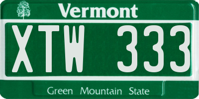 VT license plate XTW333