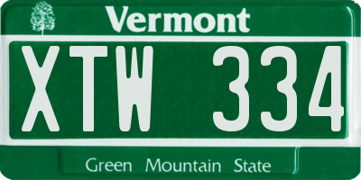 VT license plate XTW334