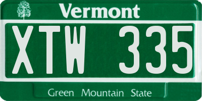 VT license plate XTW335