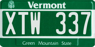 VT license plate XTW337