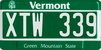 VT license plate XTW339
