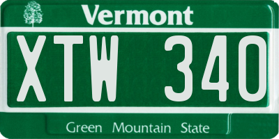 VT license plate XTW340