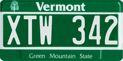 VT license plate XTW342