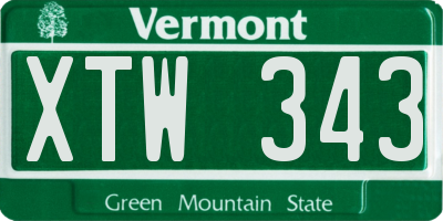 VT license plate XTW343