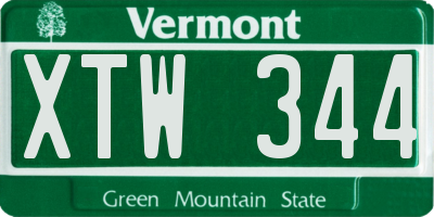 VT license plate XTW344