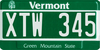 VT license plate XTW345