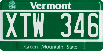 VT license plate XTW346