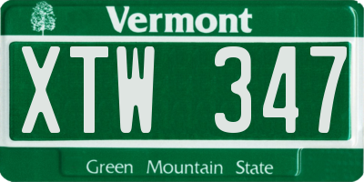 VT license plate XTW347