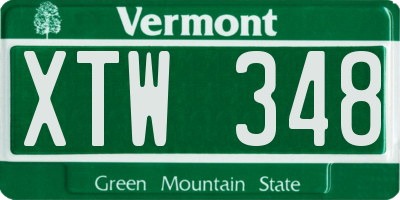 VT license plate XTW348