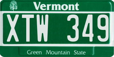 VT license plate XTW349