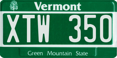 VT license plate XTW350