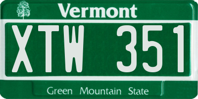 VT license plate XTW351