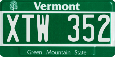 VT license plate XTW352