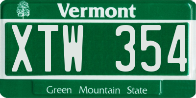 VT license plate XTW354