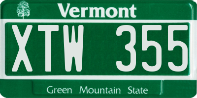 VT license plate XTW355