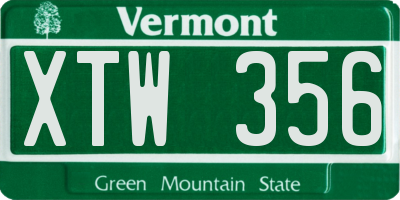 VT license plate XTW356