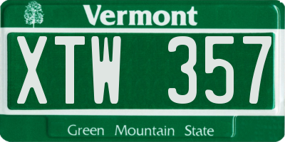 VT license plate XTW357