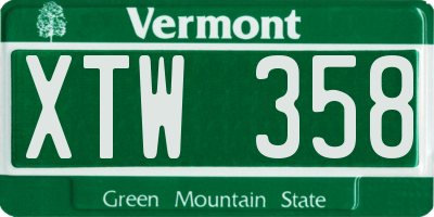 VT license plate XTW358