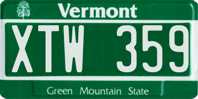 VT license plate XTW359