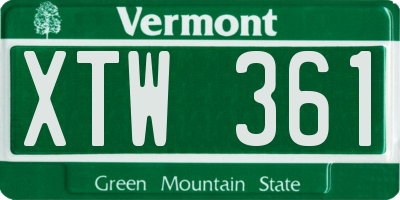 VT license plate XTW361