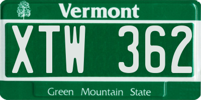 VT license plate XTW362