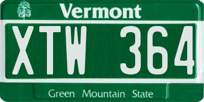 VT license plate XTW364