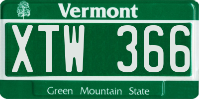 VT license plate XTW366