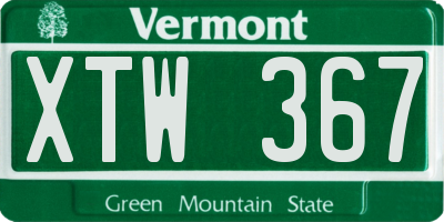 VT license plate XTW367