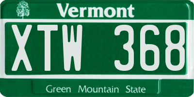 VT license plate XTW368