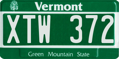 VT license plate XTW372