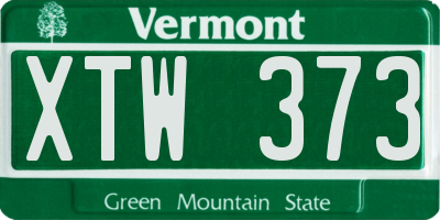 VT license plate XTW373