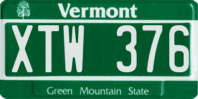 VT license plate XTW376